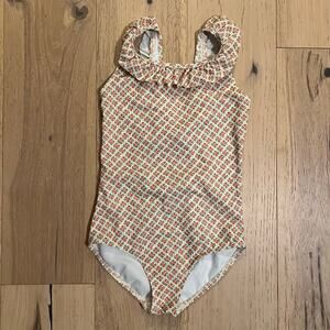 Mini Boden - Girl’s Tie Back Ruffled Neckline - Floral Swimsuit - Size 8-9Y